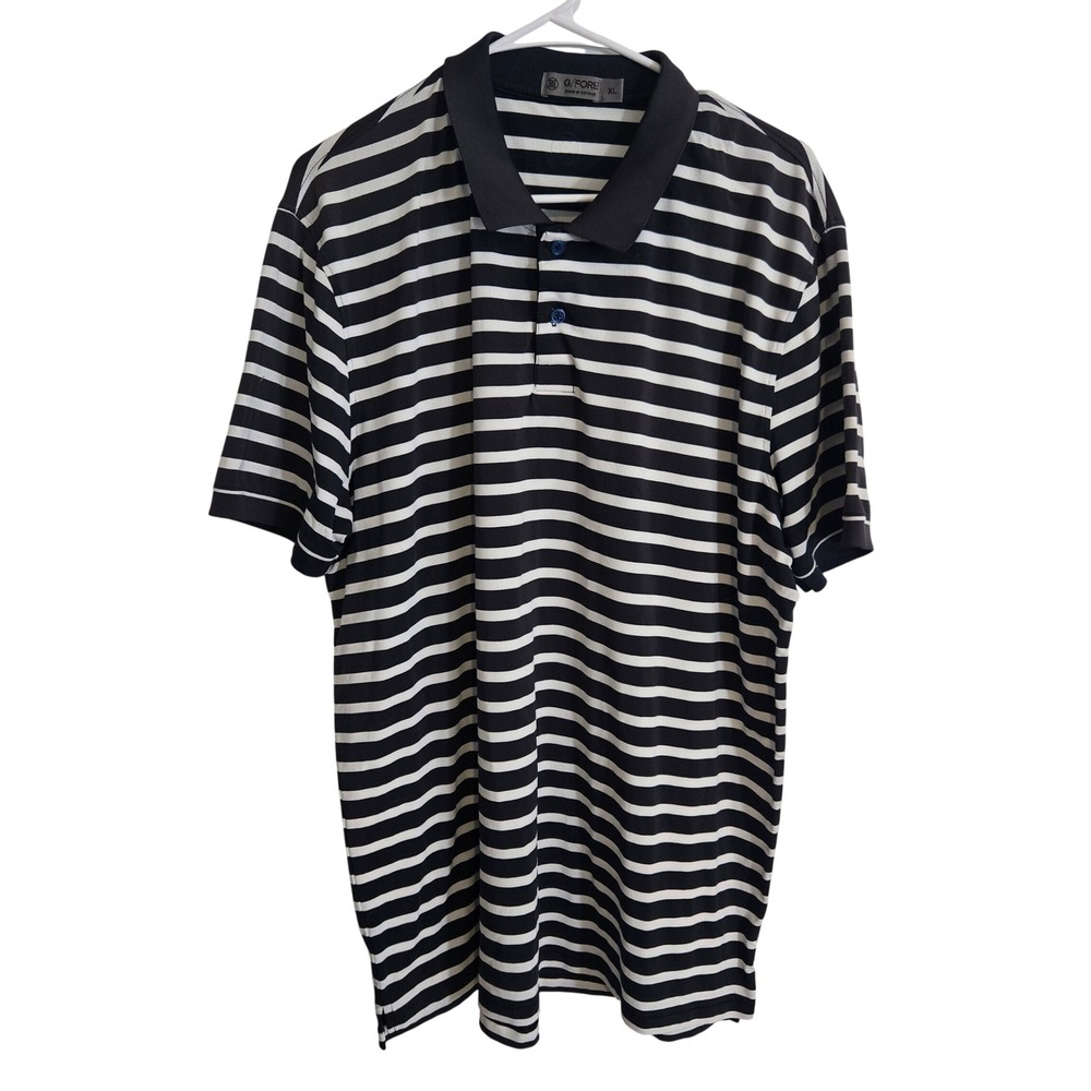 G/FORE‎ Golf Polo Shirt XL Navy White Stripe Performance Stretch Mens Polo Golf